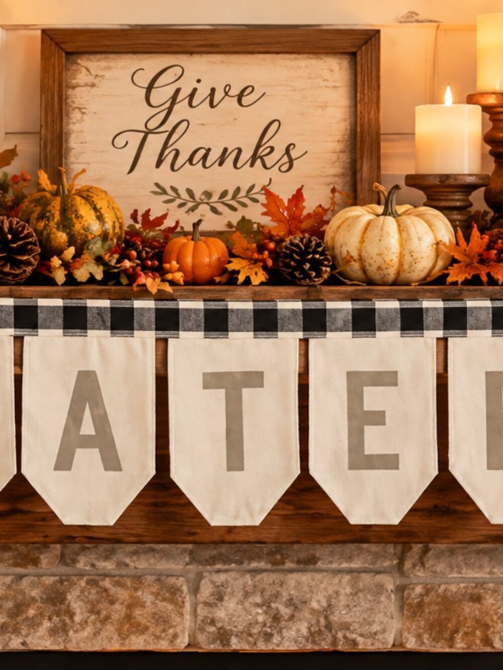 Rachel Ashwell Thanksgiving Grateful Mantle Scarf Banner Fall Autumn 10.5x84"